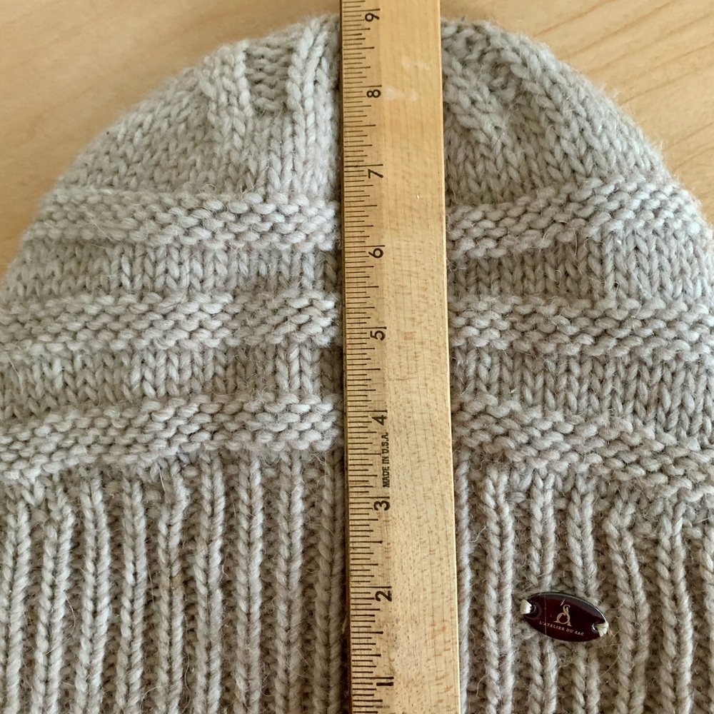 L’Atelier Du Sac Alpaca Blend Cozy Knit Beanie Hat Beige Oatmeal - Picture 7 of 8